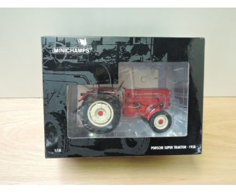 A Paul's Model Art Minichamps die-cast, 1:18 scale Porsche Super Tractor 1958, in original window display box with plastic in