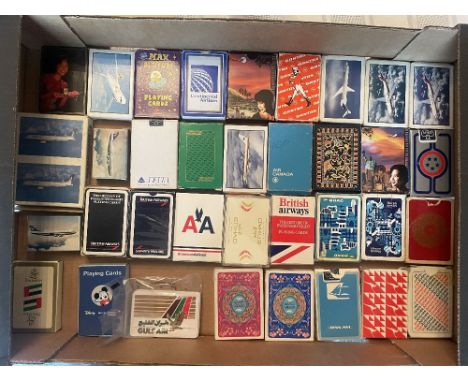 A box of vintage Playing Cards, Transport related, Airlines, LNER etc , 45+, most boxed, all appear complete