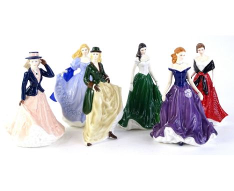 A set of six Royal Worcester porcelain figures,  some limited editions of 1200 from the La Petits series to include Emilia, C