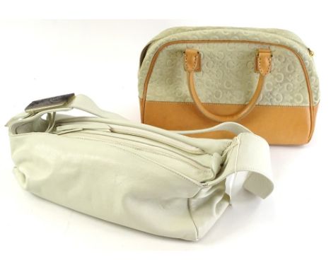 A Celine suede and leather top handle bag, and a Nicoli nude leather shoulder bag.