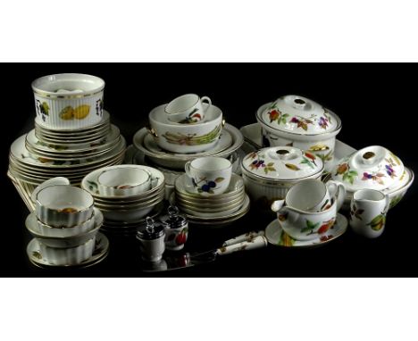 A large quantity of Royal Worcester Evesham pattern dinnerware, to include tureens and covers, casserole dish, flan dishes, e