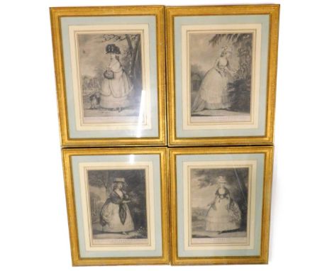 A set of four late 18th/early 19thC prints, each emblematic of the seasons of Autumn, Summer, Spring and Winter, published by