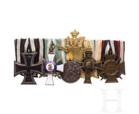 Albrechts-Orden - Ritterkreuz 2. Klasse mit Schwertern an fünfteiliger Ordensschnalle  EK 2 von 1914, Ritterkreuz des Albrech