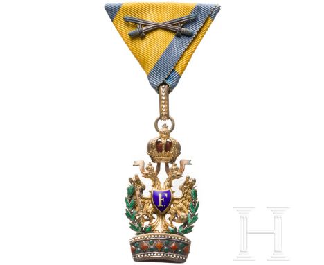 Orden der Eisernen Krone 3. Klasse mit Kriegsdekoration  Bronze, vergoldet, emailliert (vereinzelt minimal gechipt), an den P