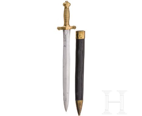 Faschinenmesser M 1831  Gladiusklinge (partiell fleckig), gestempelt "Talabot Fs Paris" und "R" im Oval. Messingkreuzgefäß mi