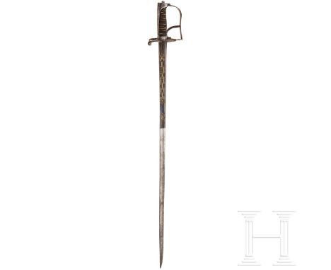 Säbel für Offiziere der Kavallerie, um 1760/70  Schlanke, gekehlte Rückenklinge mit zweischneidiger Spitze, über der Wurzel z