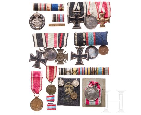 Kleine Ordenssammlung  Kriegerehrenzeichen (nicht magnetisch) 1917 an Schraubscheibe,Felddienstzeichen (Kriegsdenkmünze) 1840
