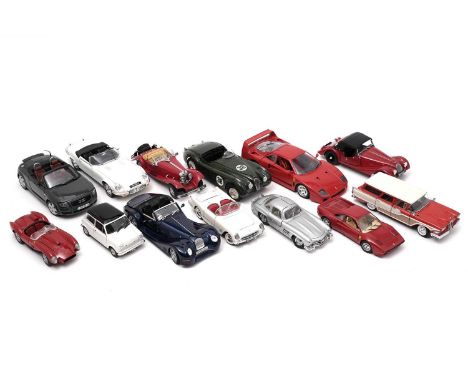 A selection of diecast model sports cars and other vehicles, by makers including: Kyosho; Danbury Mint; Bburago; Maisto; Road