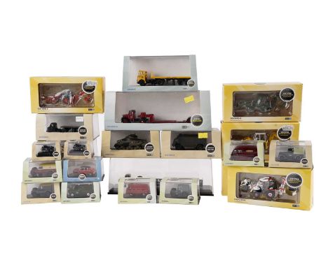 A selection of Oxford diecast 1:76 scale vehicles, primarily from the Military, Haulage, Commercials, and Construction series