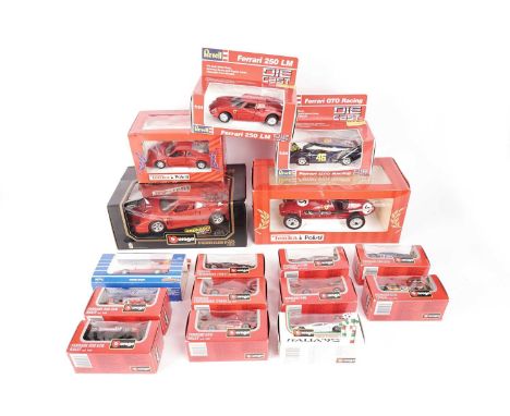 A selection of Ferrari diecast model cars, makers include Burago, Tonka, Revell and Majorette. (Qty)