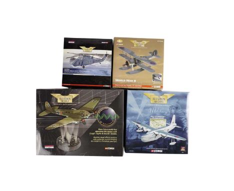 A collection of Corgi The Aviation Archive diecast model military planes, including: Heinkel He11H Blitz Bomber; Short S.25 S