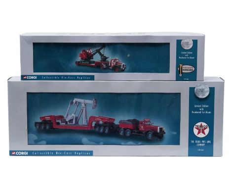 Two Corgi Classics Premier Models Texaco the Texas Pipe Line Company diecast model sets, 55304 and 53503, each boxed.
