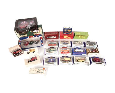 A selection of diecast model vehicles, by makers including: Oxford Diecast; Lledo Days Gone; Fleer Collectibles; BritBus; and