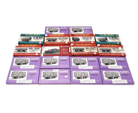 Three Aitch Mouldings and Slater's model construction kits, 00-gauge of railway interest, mostly plank and hopper wagons, box