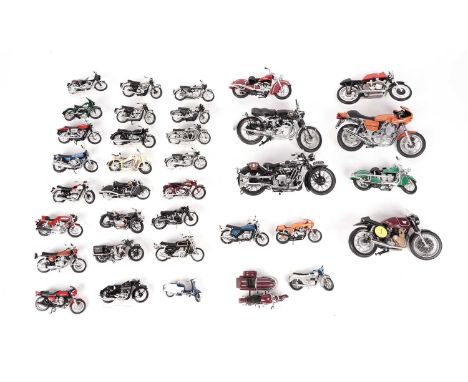 A collection of collectors model motorcycles, by makers including: Maisto; and others, each unboxed.