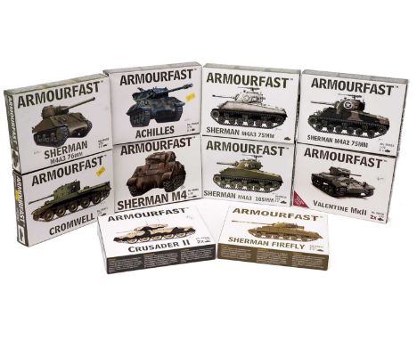 Armourfast 1/72 scale plastic model construction kits of tanks, boxed. (10)