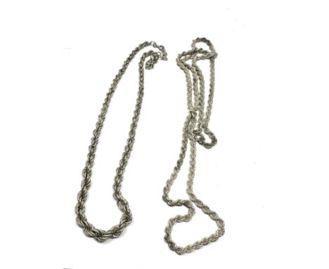 2 vintage rope twist silver necklace chains weight 48g 