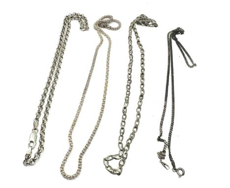 4 vintage silver chain necklaces weight 36g 