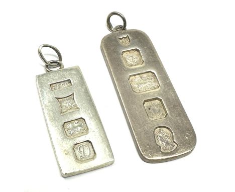 2 vintage silver ingots weight approx 37g 