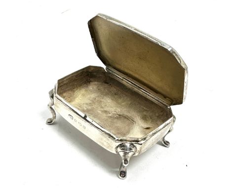 antique silver ring / trinket box measures approx 7cm by 5cm height 3cm birmingham silver hallmarks 