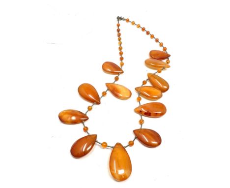 Vintage silver Carnelian stone set necklace weight 64g clip hallmarked 925 