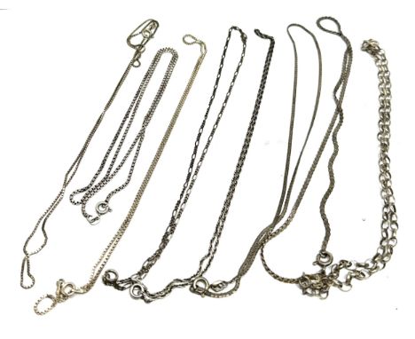 8 vintage silver necklace chains weight 32g 