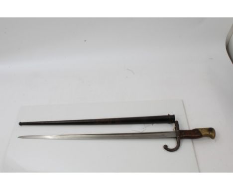 French 1874 pattern Gras bayonet, the blade marked - Paris - Oudry 1880, in scabbard