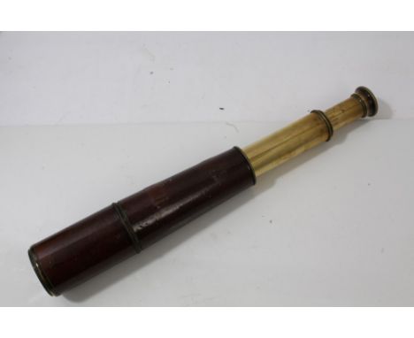 First World War British military three draw leather brass spotting scope, marked - Tel. Sig. (Mk IV), also G.S. R & J Beck Lt