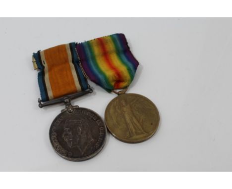 First World War pair - comprising War and Victory medals, named to 2971 TPR. J. F. Hannah I - Household BN. (mounted on bar)