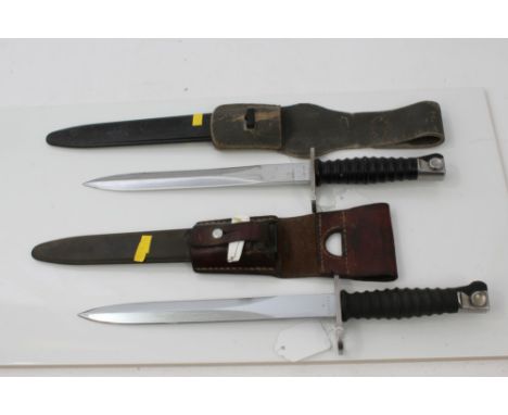 Two contemporary Swedish Army Mauser bayonets with scabbards