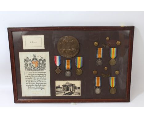 First World War memorial (death) plaque, named to Jesse Read, together with trio comprising 1914 - 1915 Star, War and Victory