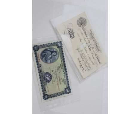 Banknotes - World - Central Bank of Ireland Ten Pounds - blue on green, signatures - T. K. Whitaker and C. H. Murray, dated 1