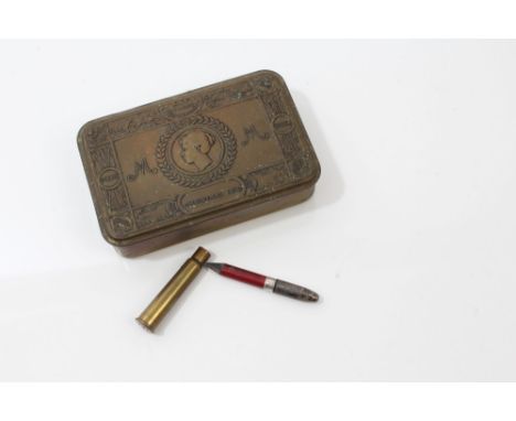 First World War Princess Mary gift tin, with original bullet pencil