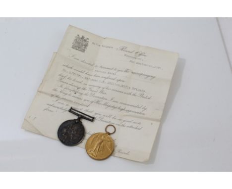First World War pair - comprising War and Victory medals, named to S-25320 PTE L. E. Shilton RIF. Brig., together with accomp