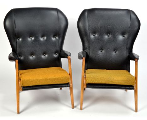 Holmoak, by E. Horace Holme Ltd., Camden Town, London, for Gordon Russell Utility Furniture: a set of three leather and teak 