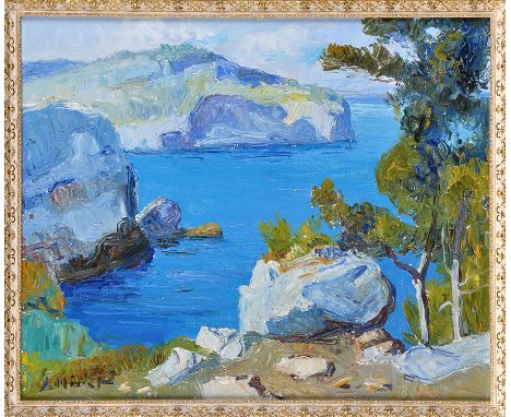 Jose (Josep) Miret Aleu
"MORNING LIGHT MALLORCA"
signed; with inscription verso
oil on board
36.5 x 44.5cms; 14 1/2 x 17 1/2i