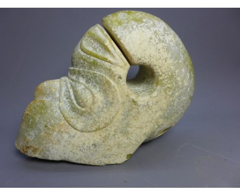 A Chinese celadon jade Hong- Shan pig dragon. H-14cm, W-19cm 