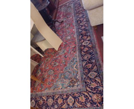 A fine Central Persian Sarouk Mahal carpet (355cm x 260cm), central double pendent medallion with repeating spandrels on a te