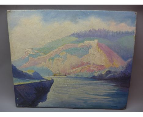 A quantity of oil on boards, to include boat at sea, signed I Ruy, portrait of a lady, signed Fautrier right hand corner, cot