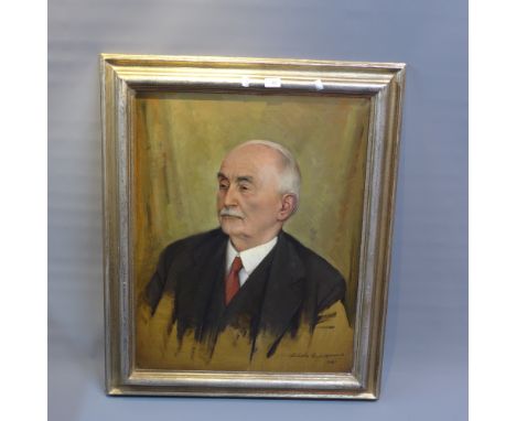 An oil on canvas portrait of a gentleman by indistinctly singed bottom right