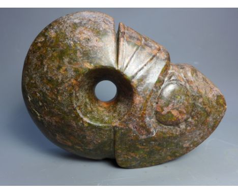 A Chinese red and brown jade Hong-Shan pig dragon. H-15cm, W-19cm 