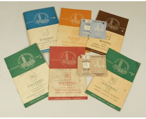 OLYMPIC GAMES PROGRAMMES.  Three London 1948 Olympics Football programmes including Wembley Final programme plus ticket; also