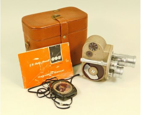 CINE CAMERA. A Bell &amp; Howell, Model 605 Cine Camera with accessories including a light meter.