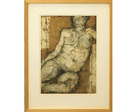 JOHN EMANUEL. Seated nude. Mixed media. Signed &amp; dated '81. 39 x 27.5cm.