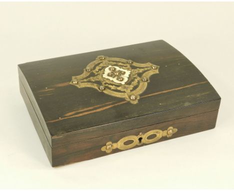 COROMANDEL BOX. A High Victorian brass mounted coromandel playing card box. 17 x 23cm.&nbsp;&nbsp;