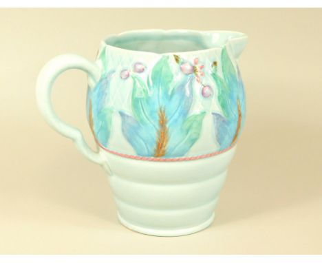 CLARICE CLIFF. A large Clarice Cliff moulded jug. Height 19cm.
