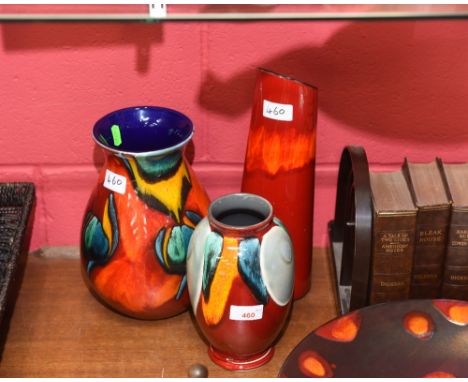 Three large Poole Pottery vases, circa 1970