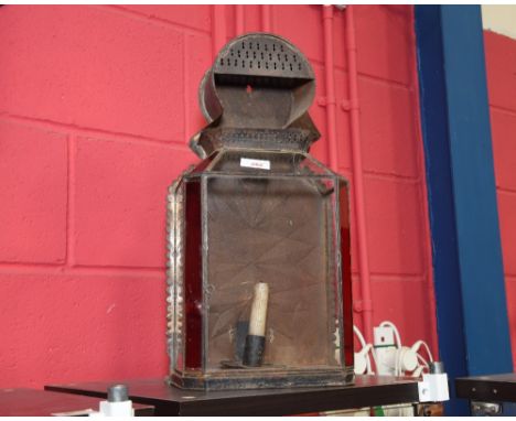An early 20th Century coloured glass lantern (a/f)