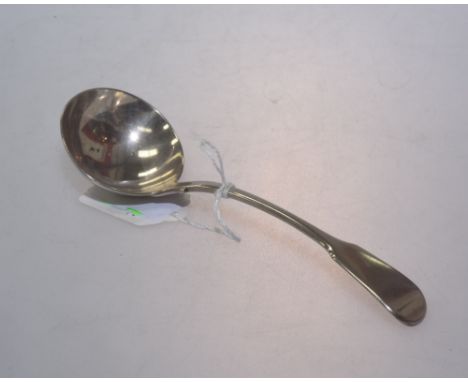 A George III silver sauce ladle, London 1779, fiddle pattern. 1.78 troy ounces