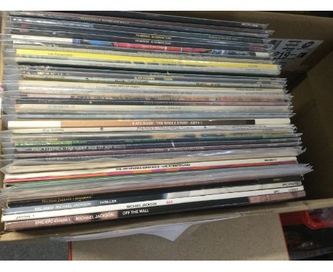 Three boxes of LPs by various artists including Pink Floyd, Kate Bush, Jimi Hendrix, Alice Cooper and many more.